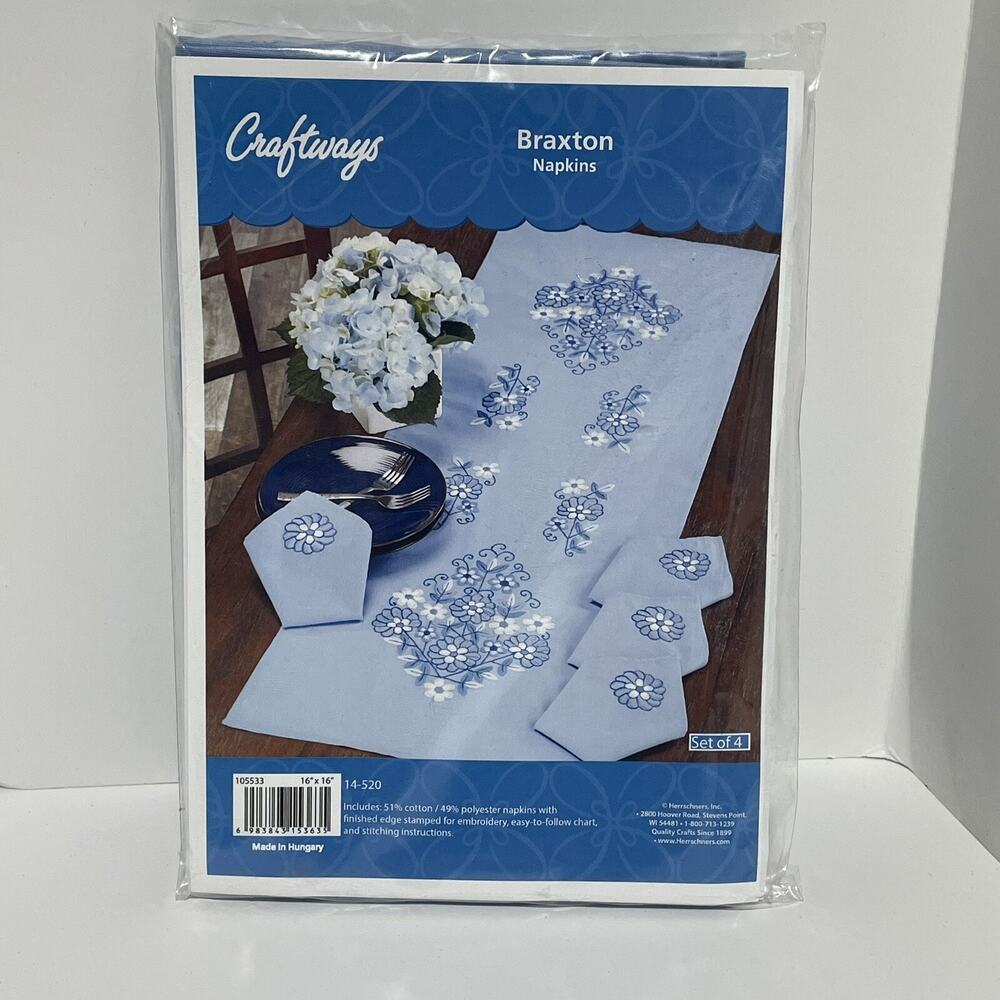 Craftways Braxton Napkins 14-520 Set of 4 for Needlepoint‎ by Herrschners, Inc.